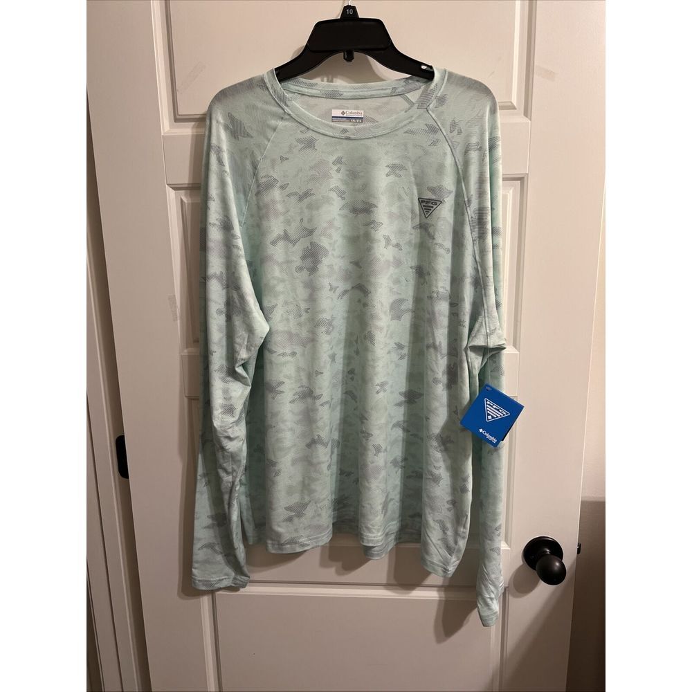 Nwt Columbia Shirt Men‎  2XL 2TG Long Sleeve T Shirt Omni-Shade Light Green